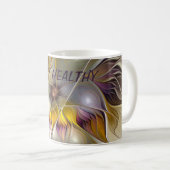 抽象芸術カラフルフラワーモダンフラクタル文字 コーヒーマグカップ (正面右)