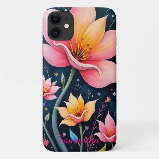 抽象芸術カラフルフローラあなたの名前 Case-Mate iPhoneケース (裏面)