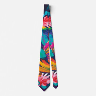 抽象芸術カラフルフローラはっきりしたタイモダンメンズタイ ネクタイ