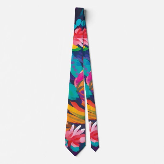 抽象芸術カラフルフローラはっきりしたタイモダンメンズタイ ネクタイ (正面)