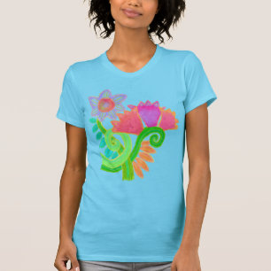 抽象芸術カラフルフローラウェアラブル芸術 Tシャツ