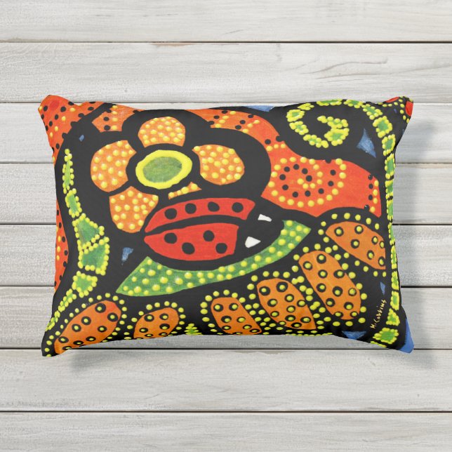 抽象芸術カラフルフローララディバグポップ・アートの アウトドアクッション (正面)