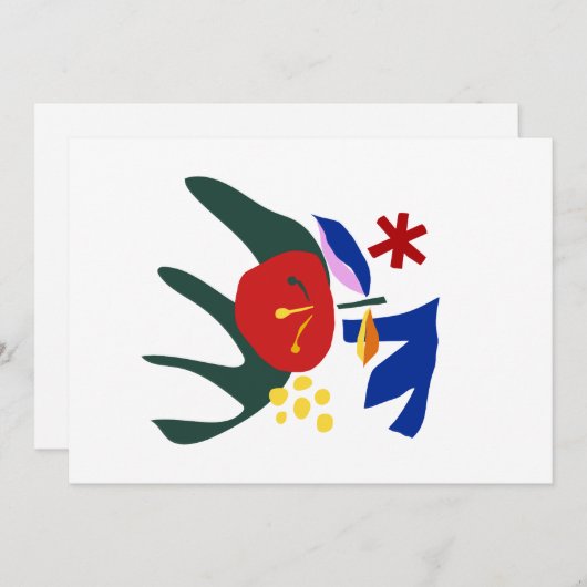 抽象芸術カラフルフローラ 招待状 (正面/裏面)