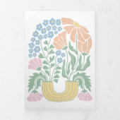 抽象芸術カラフルブライト結婚フローラ詳細 三つ折り招待状 (カバー)