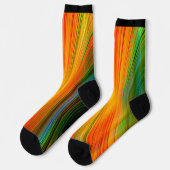 抽象芸術カラフルブライト線ストライプ ソックス (左)