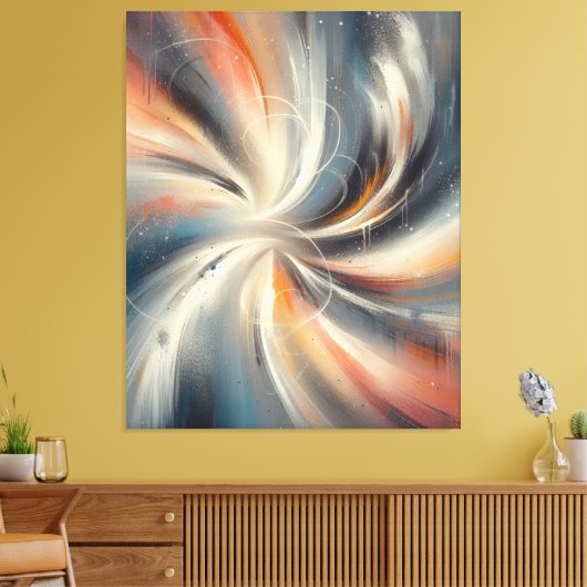 抽象芸術カラフルブラシのスパイラルパターン キャンバスプリント (インサイチュ (リビング))