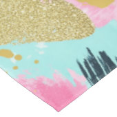 抽象芸術カラフルブラシストローク – Mint & Pink (1) テーブルクロス (アングル)