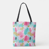 抽象芸術カラフルブラシストローク – Mint & Pink (1) トートバッグ (裏面)