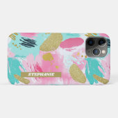 抽象芸術カラフルブラシストローク – Mint & Pink (1) Case-Mate iPhoneケース (裏面(横))