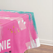 抽象芸術カラフルブラシストローク – Mint & Pink (3) テーブルクロス (インサイチュ)