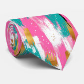 抽象芸術カラフルブラシストローク – Mint & Pink (3) ネクタイ (ロール)