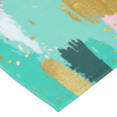 抽象芸術カラフルブラシストローク – Mint & Pink (4) テーブルクロス (アングル)