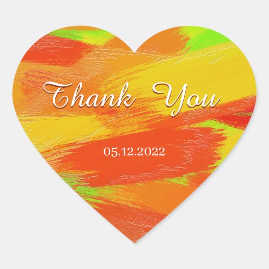 抽象芸術カラフルブラシストロークtexture.文字. hear ハートシール (正面)