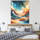 抽象芸術カラフルブラシ キャンバスプリント (インサイチュ (寝室))