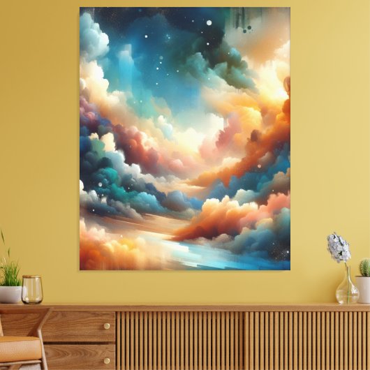 抽象芸術カラフルブラシ キャンバスプリント (インサイチュ (リビング))