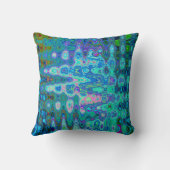 抽象芸術カラフルブルーウェーブモザイクレトロ クッション (裏面)