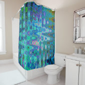 抽象芸術カラフルブルーウェーブモザイクレトロ シャワーカーテン (インサイチュ)