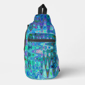 抽象芸術カラフルブルーウェーブモザイクレトロ スリングバッグ (正面)
