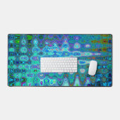 抽象芸術カラフルブルーウェーブモザイクレトロ デスクマット (キーボード&マウス)