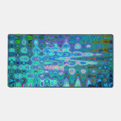 抽象芸術カラフルブルーウェーブモザイクレトロ デスクマット (正面)