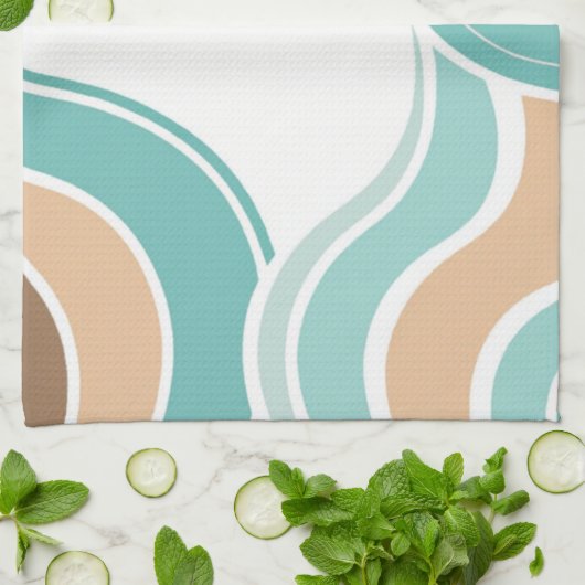 抽象芸術カラフルブルーオレンジ キッチンタオル (折り畳み)