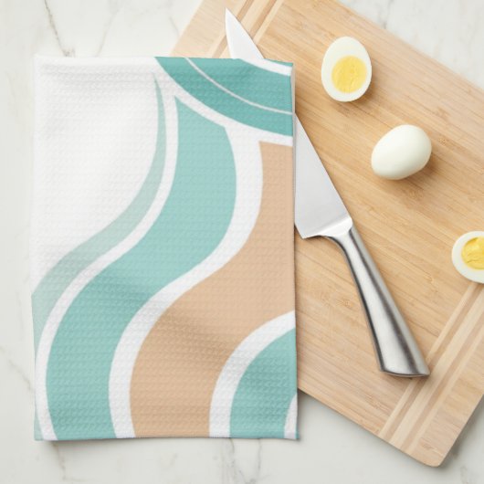 抽象芸術カラフルブルーオレンジ キッチンタオル (四つ折り)