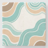 抽象芸術カラフルブルーオレンジ ストーンコースター (正面)