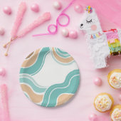 抽象芸術カラフルブルーオレンジ ペーパープレート (パーティー)