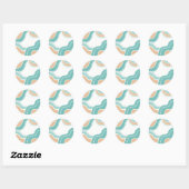 抽象芸術カラフルブルーオレンジ ラウンドシール (シート)