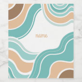 抽象芸術カラフルブルーオレンジ ワインラベル (シングルラベル)