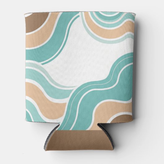 抽象芸術カラフルブルーオレンジ 缶クーラー (正面)