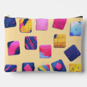 抽象芸術カラフルブロックパターン アクセサリーポーチ (正面)