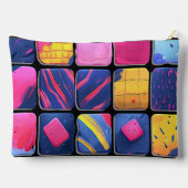 抽象芸術カラフルブロックパターン アクセサリーポーチ (裏面)