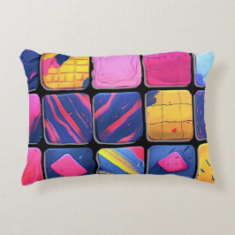 抽象芸術カラフルブロックパターン アクセントクッション