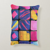 抽象芸術カラフルブロックパターン アクセントクッション (裏面(縦))