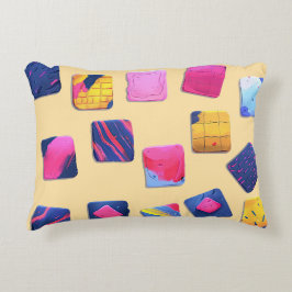 抽象芸術カラフルブロックパターン アクセントクッション