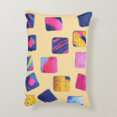 抽象芸術カラフルブロックパターン アクセントクッション (裏面(縦))