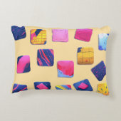 抽象芸術カラフルブロックパターン アクセントクッション (裏面)