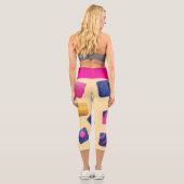 抽象芸術カラフルブロックパターン カプリレギンス (裏面)