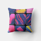 抽象芸術カラフルブロックパターン クッション (裏面)