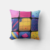 抽象芸術カラフルブロックパターン クッション (正面)