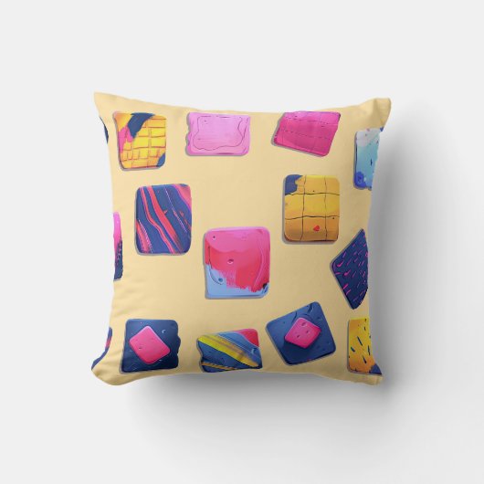抽象芸術カラフルブロックパターン クッション (正面)