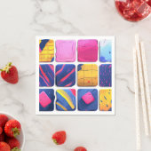 抽象芸術カラフルブロックパターン スタンダードカクテルナプキン (インサイチュ)