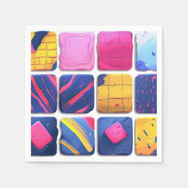 抽象芸術カラフルブロックパターン スタンダードカクテルナプキン