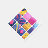 抽象芸術カラフルブロックパターン スタンダードカクテルナプキン (角)