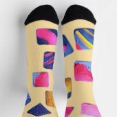 抽象芸術カラフルブロックパターン ソックス (上部)