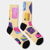 抽象芸術カラフルブロックパターン ソックス (右)