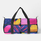 抽象芸術カラフルブロックパターン ダッフルバッグ (正面)