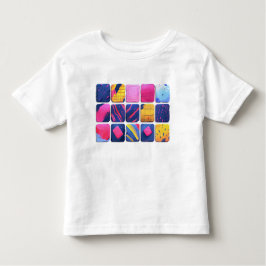 抽象芸術カラフルブロックパターン トドラーTシャツ