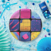 抽象芸術カラフルブロックパターン ペーパープレート (パーティー)